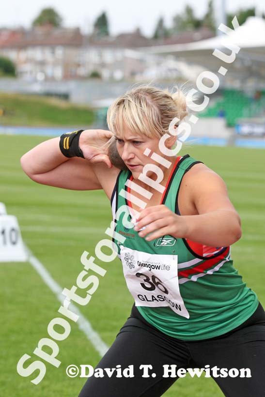 Alison Rodger at the shot put at the Scottish Championships, Scotstoun  Stadium, Glasgow.